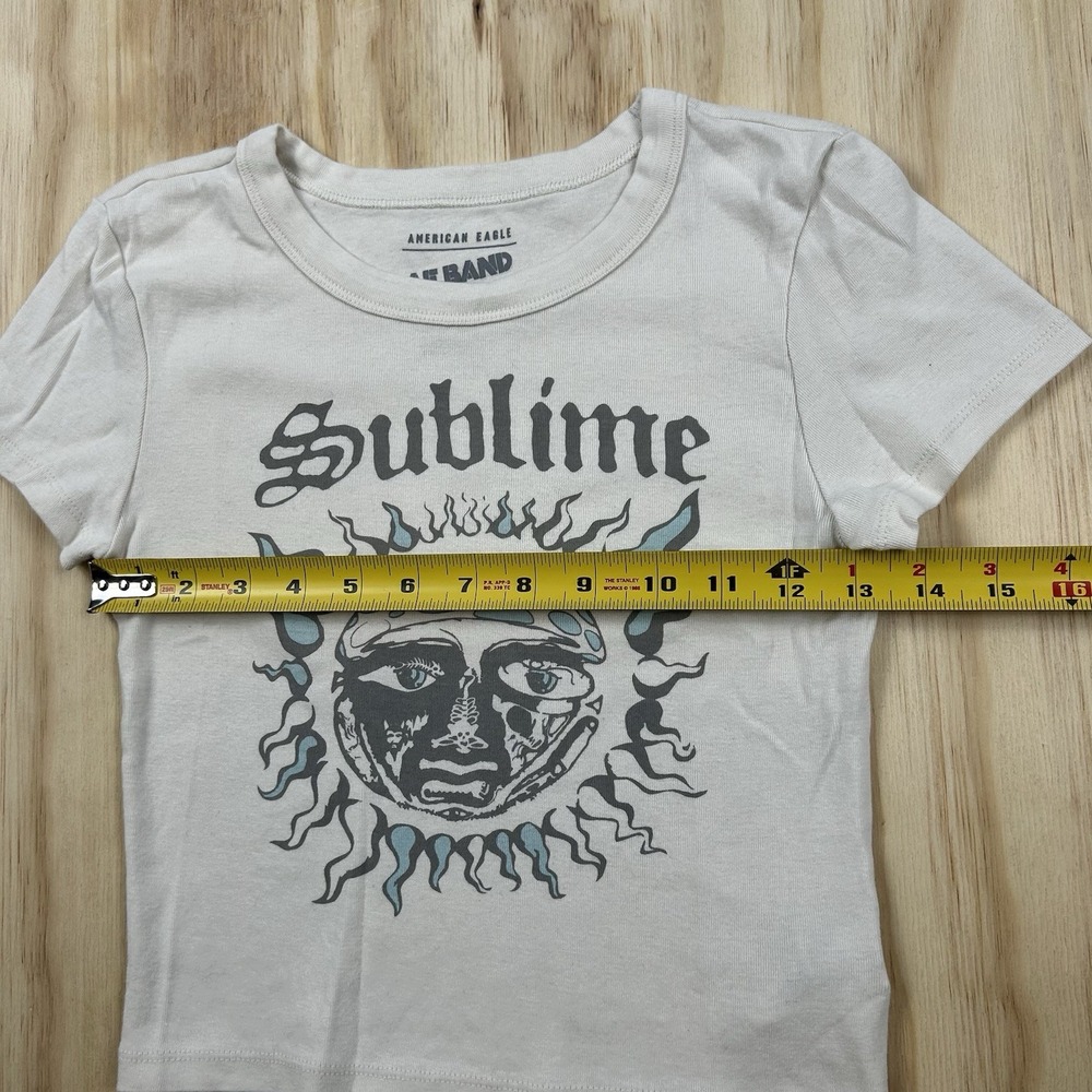 American Eagle Sublime Sun Graphic M Cropped T Shirt 90s Grunge Indie Sleaze - Picture 6 of 8